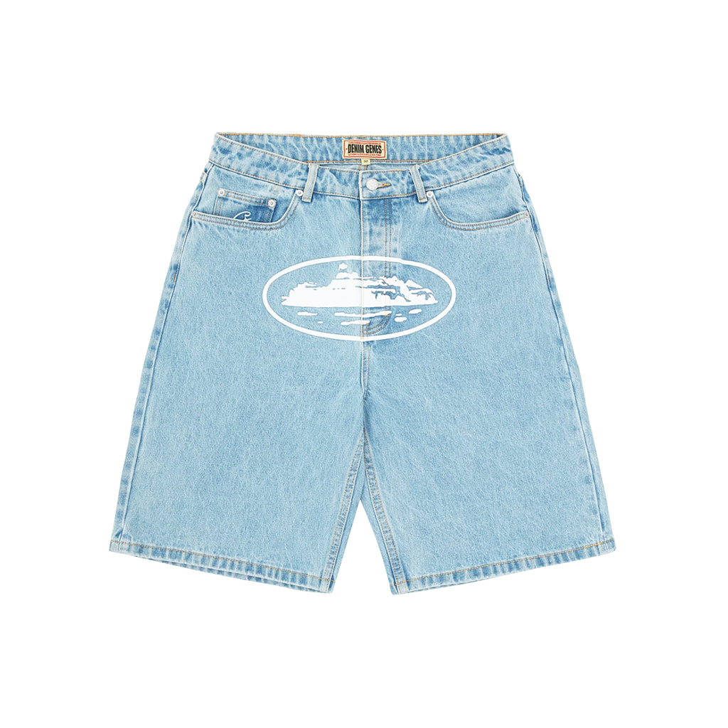 Corteiz Alcatraz Baggy Denim Shorts – Stonewash | Australia New Zealand FRONT