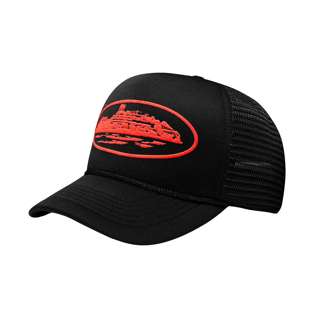 Corteiz Alcatraz Trucker Hat – Red / Black | Points Streetwear 