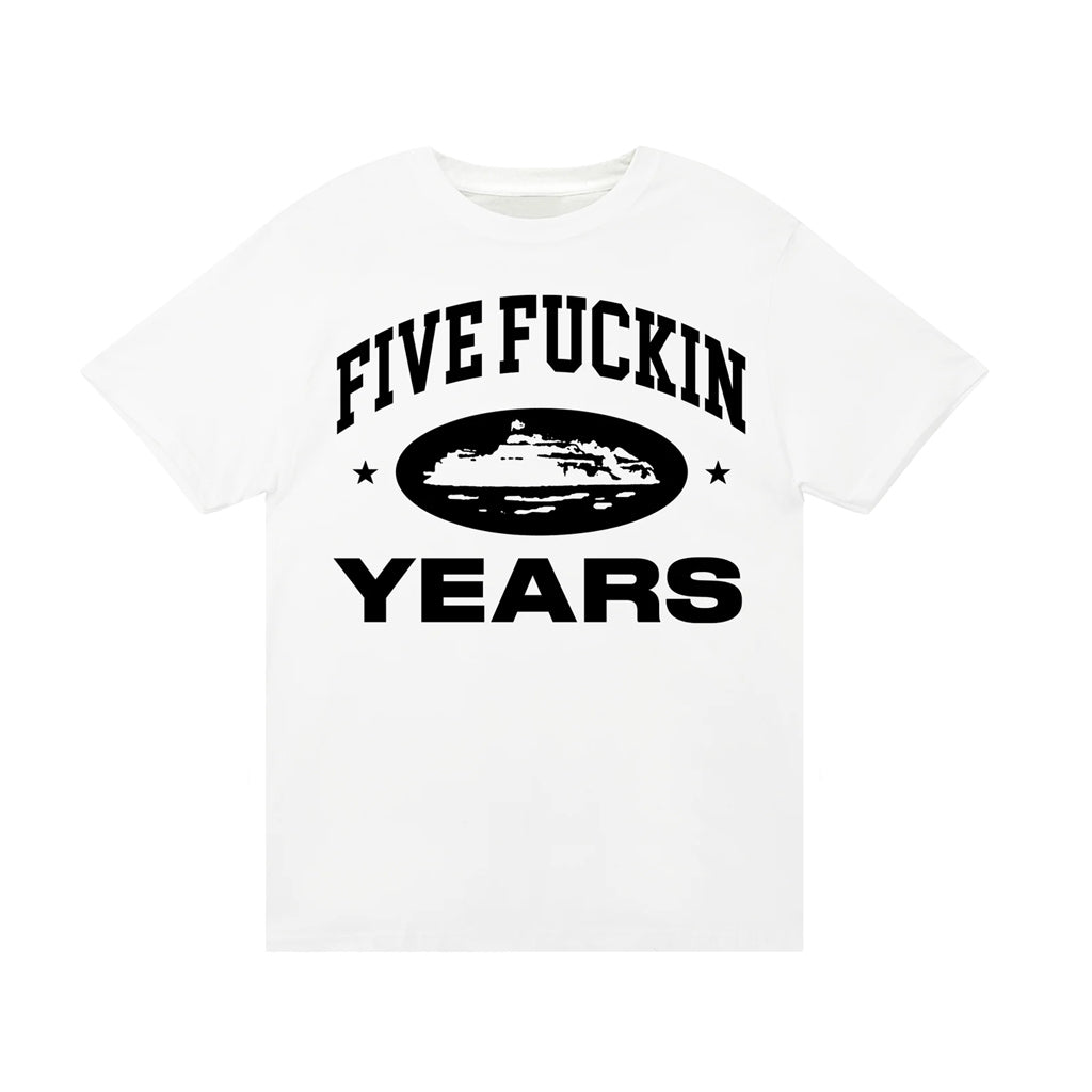 Corteiz Five Fuckin Years Tee – White | Points Streetwear Store