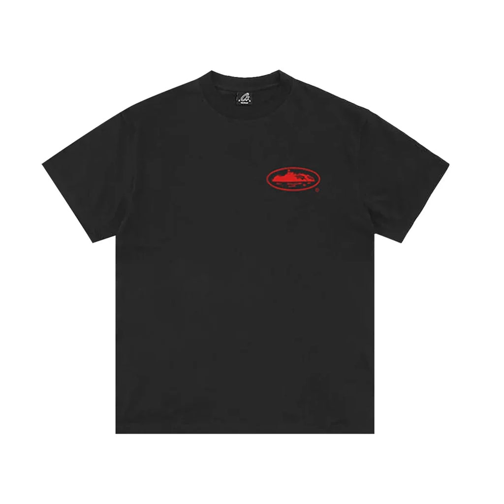 Corteiz Halftone Island Tee – Black / Red | Australia New Zealand FRONT