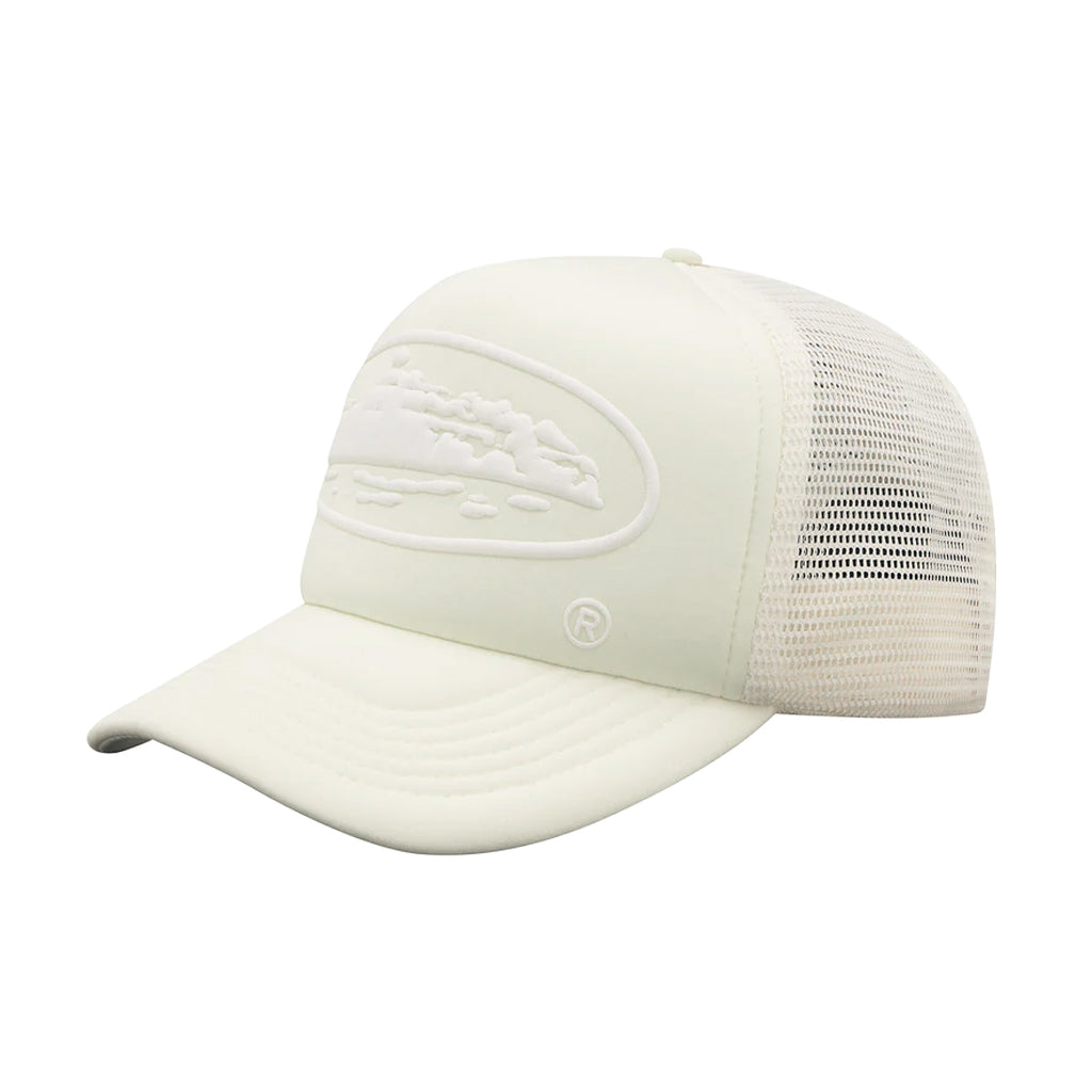 Corteiz Puff Print Alcatraz Trucker Hat – Off White | Australia New Zealand