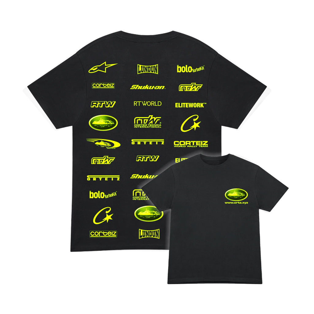 Corteiz Rally Vinyl Tee – Black / Fluro Yellow | Australia New Zealand