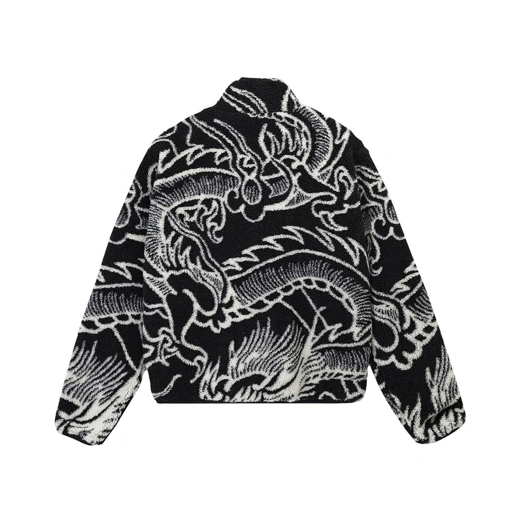 Stussy Reversible Dragon Sherpa Jacket – Black/ Natural | Australia New Zealand BACK