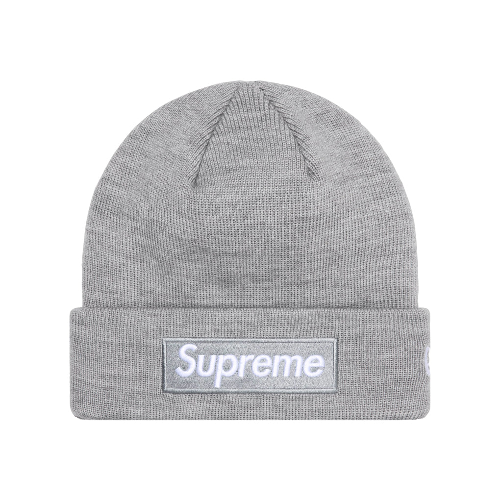 Supreme x New Era Box Logo Beanie – Heather Grey| Australia New Zealand FRONT