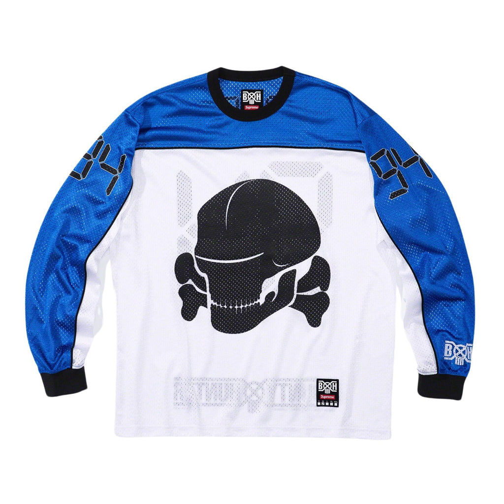 Supreme x Bounty Hunter Mesh Moto Jersey Tee – Metallic Blue | Australia New Zealand FRONT