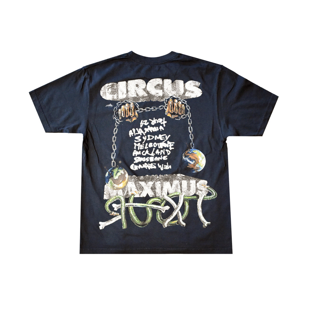 Travis Scott Circus Maximus Australian Tour 2024 Tee - Thank God I'm Free Tonight BACK | Australia New Zealand