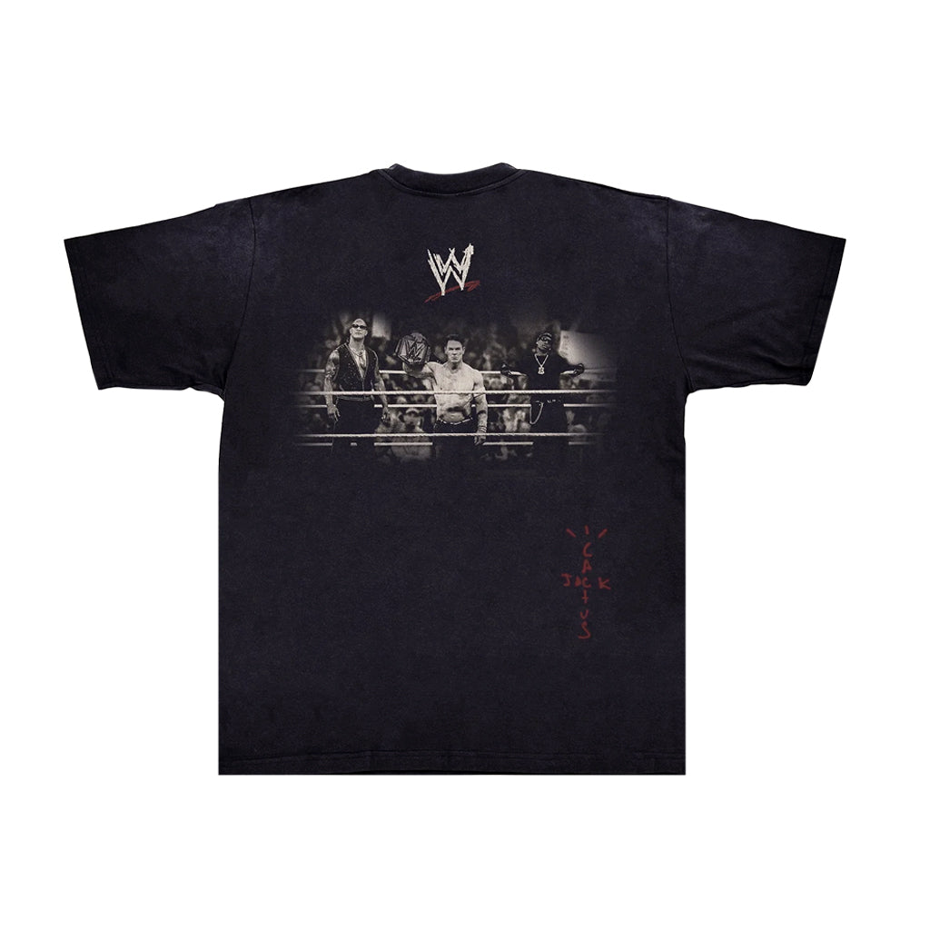 Travis Scott x WWE Wrestling Is Real Tee - Washed Black BACK | Australia New Zealand