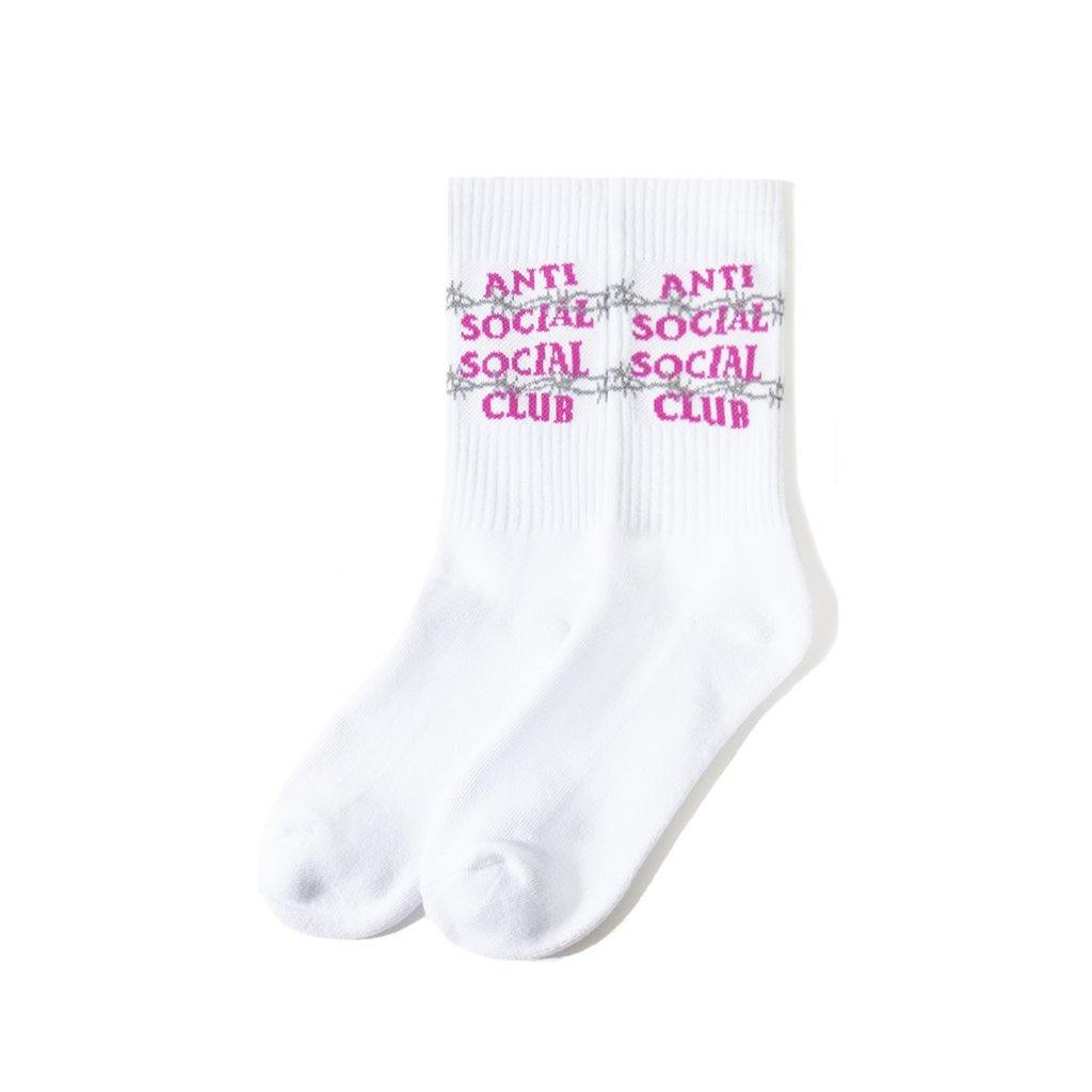 Anti Social Social Club Barbara Crew Socks - White Side View | Australia