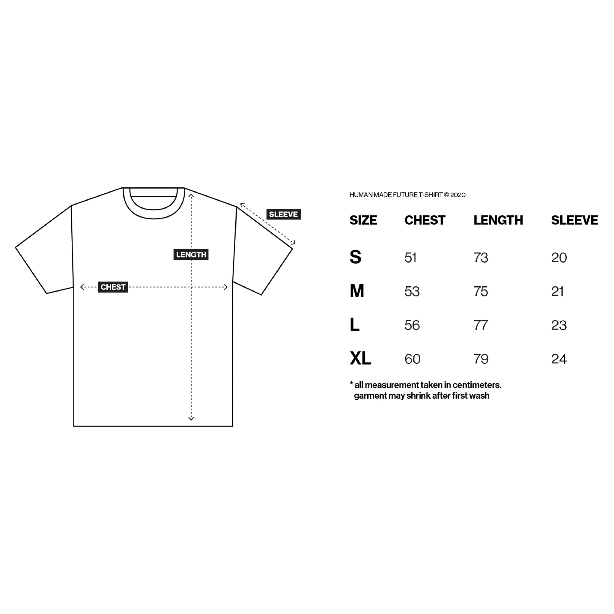 Human Made x Kaws #6 Hearts Tee - Size Guide | Australia New Zealand