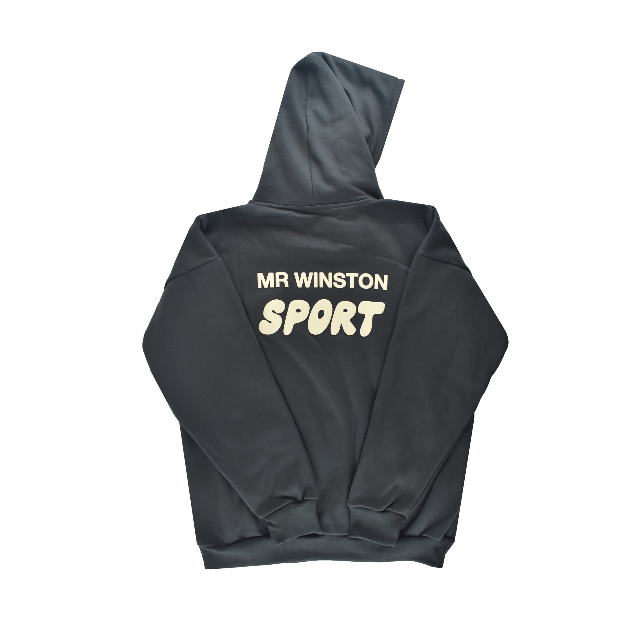 Mr Winston Co. Vintage Puff Hooded Sweat - Black/ Charcoal BACK | Australia New Zealand