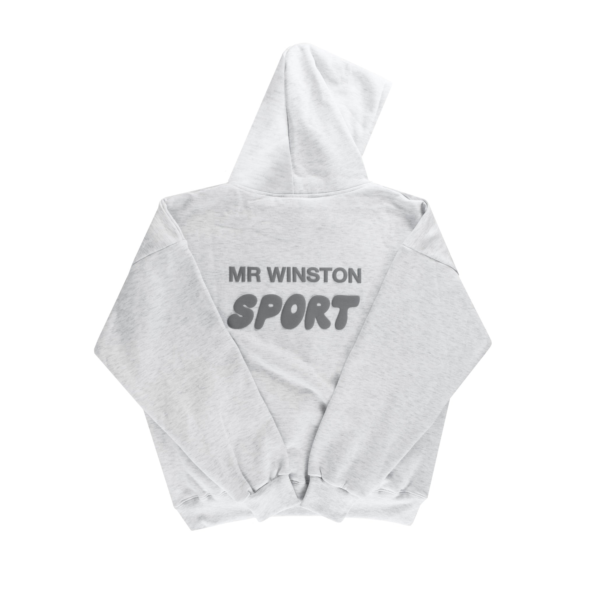 Mr Winston Co. Vintage Puff Hooded Sweat - Heather Grey/ Charcoal BACK | Australia New Zealand