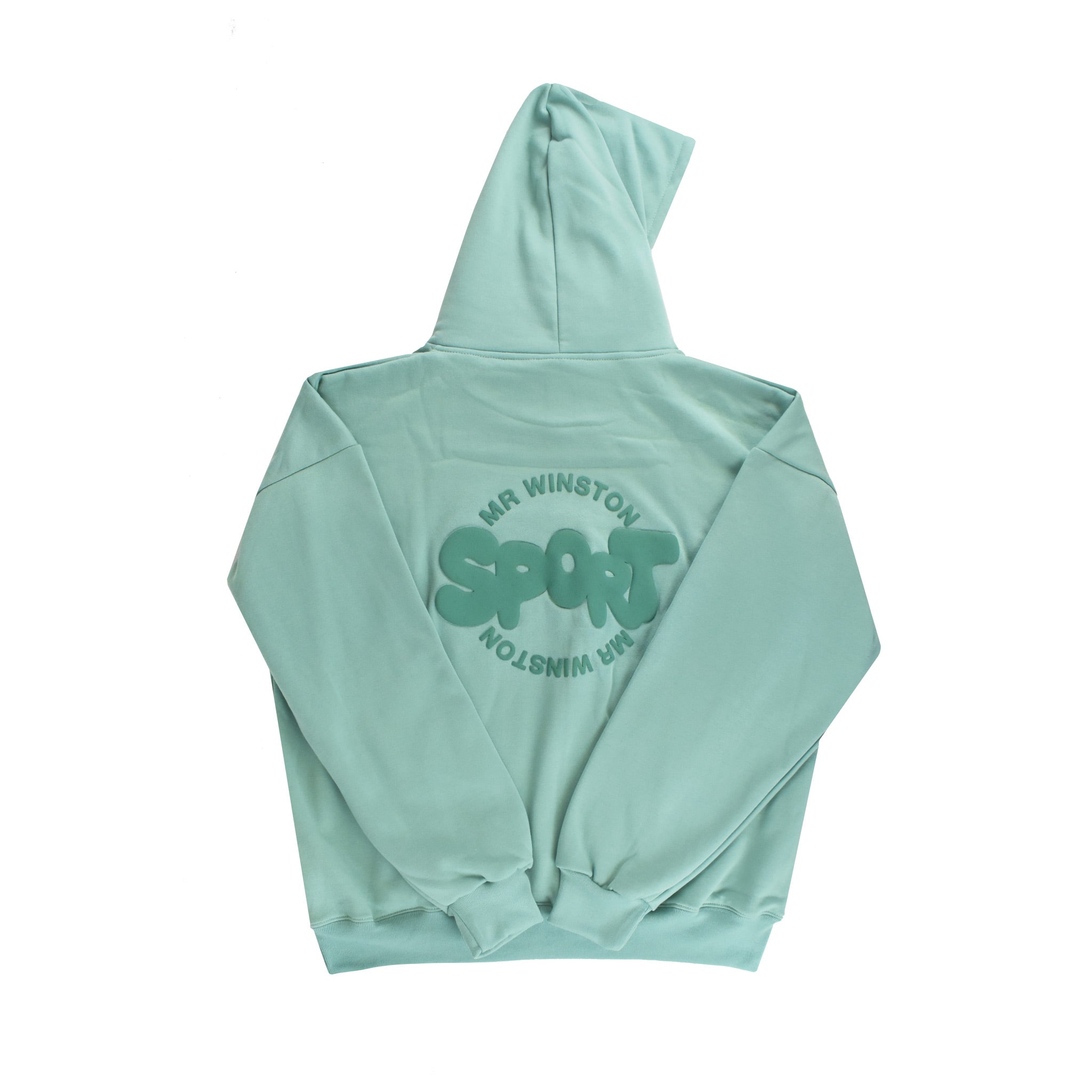 Mr Winston Co. Vintage Puff Hooded Sweat - Sage/ Sea Green BACK | Australia New Zealand