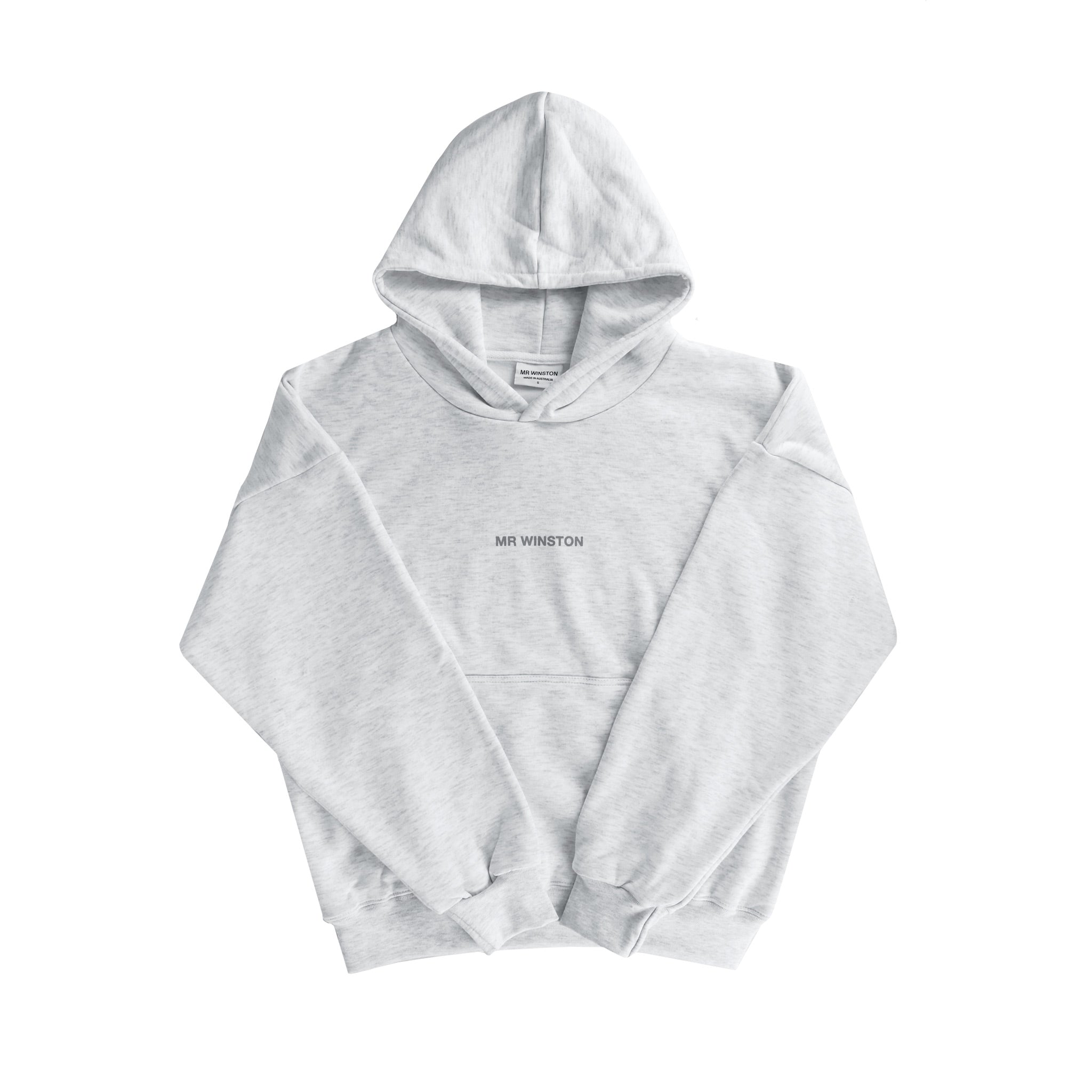 Mr Winston Co. Vintage Puff Hooded Sweat - Heather Grey/ Charcoal FRONT | Australia New Zealand