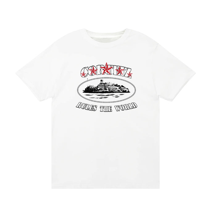 Corteiz 5 Starz Alcatraz Tee – White | Points Streetwear Store | Brisbane
