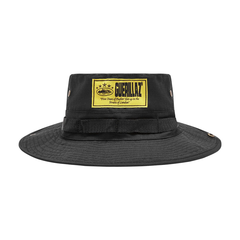 Corteiz 5 Starz Guerillaz Bucket Hat – Black FRONT | Australia New Zealand