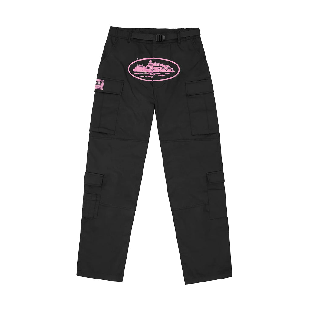 Corteiz Guerillaz Cargo Pants – Pink / Black | Australia New Zealand FRONT 