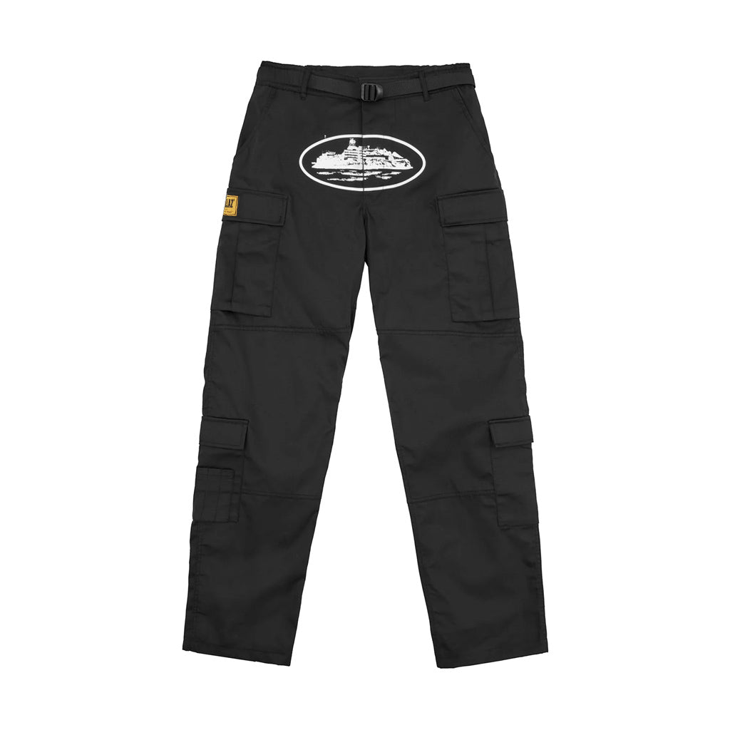 Corteiz Guerillaz Cargo Pants – White / Black | Australia New Zealand FRONT