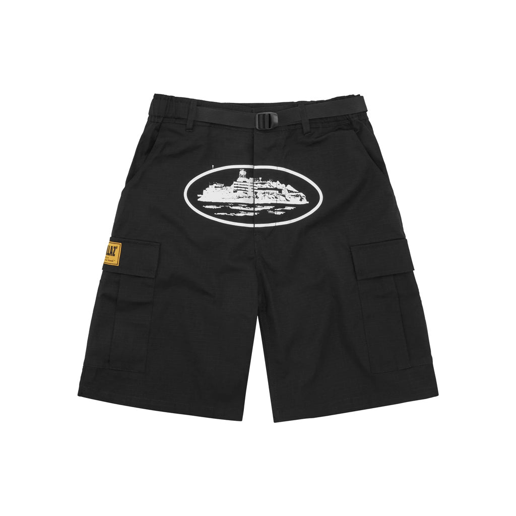 Corteiz Alcatraz Cargo Shorts – Black | Australia New Zealand FRONT