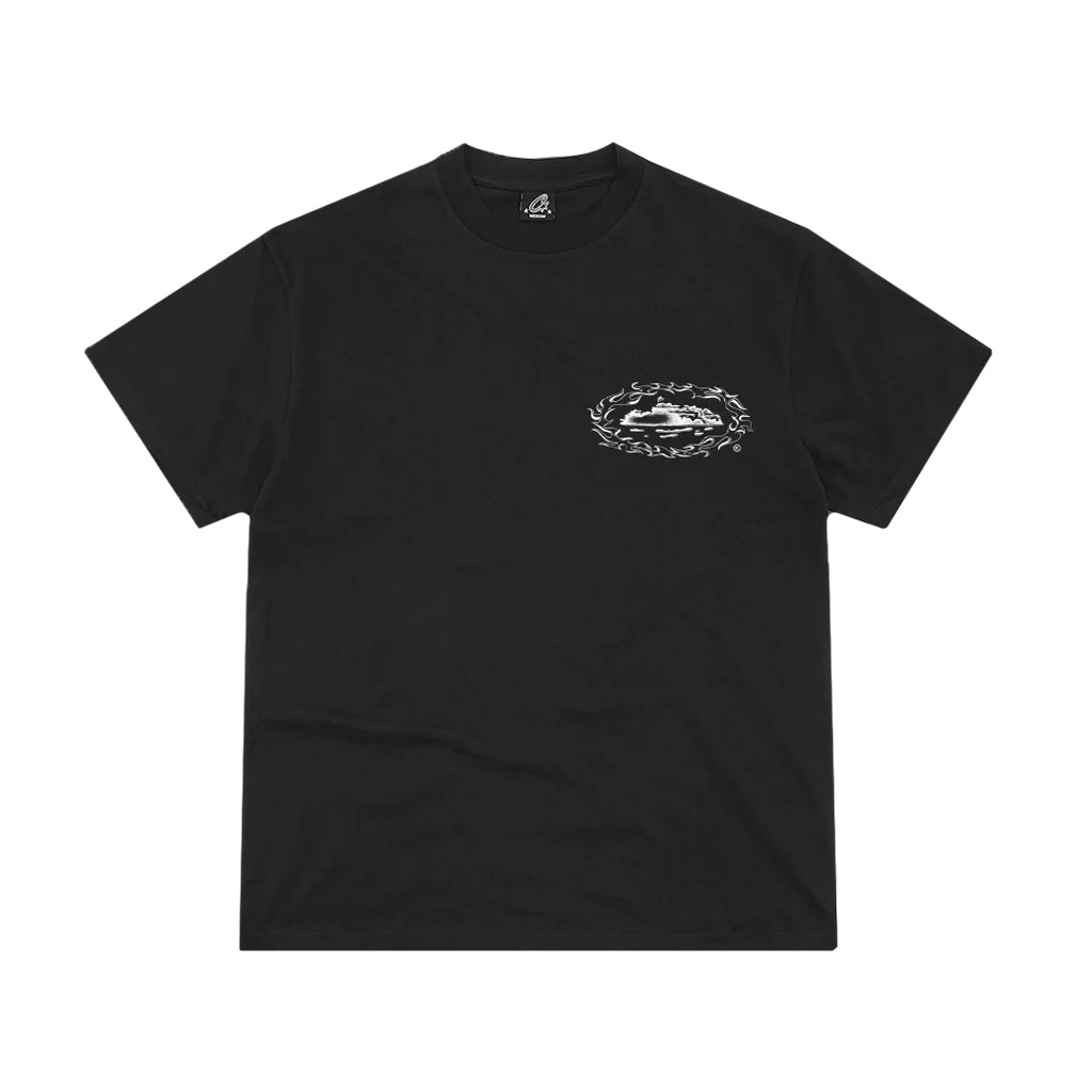 Corteiz Alcatraz Firey Tee – Black | Australia New Zealand FRONT