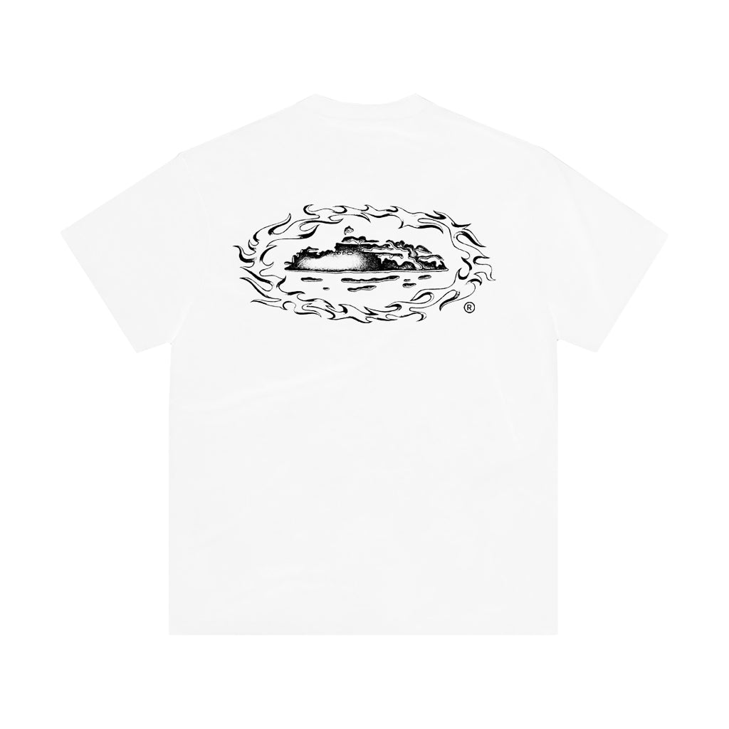 Corteiz Alcatraz Firey Tee – White | Australia New Zealand 