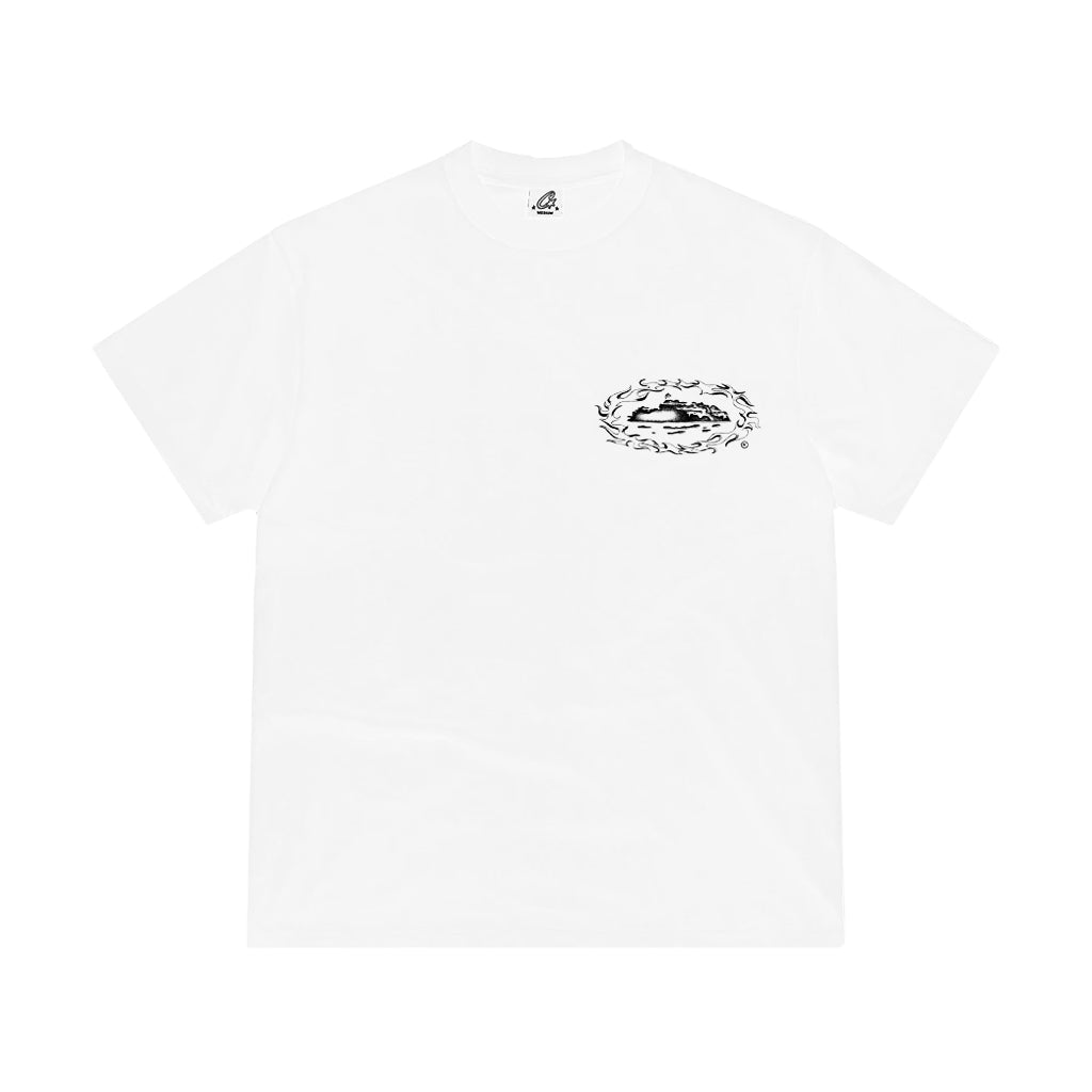 Corteiz Alcatraz Firey Tee – White | Australia New Zealand FRONT 