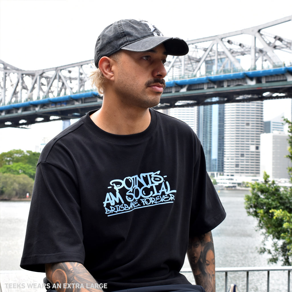 Points x AM Social Tee - Black BACK Australia New Zealand FRONT MENS