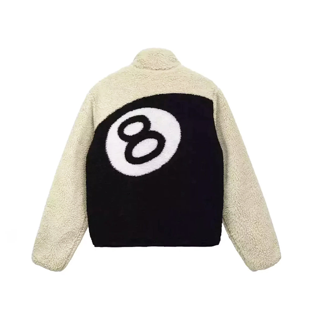 Stussy Reversible 8 Ball Fleece Jacket – Black/ Natural BACK | Australia New Zealand