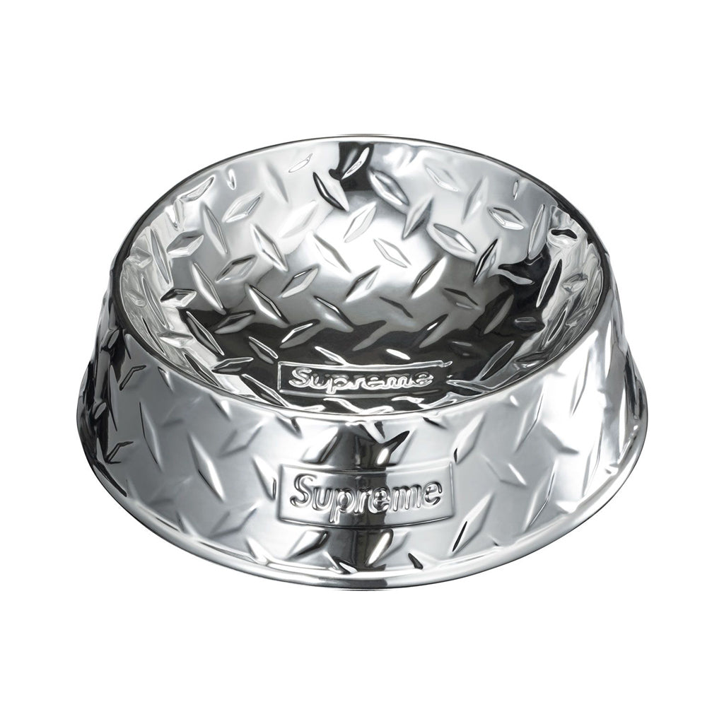 Supreme Diamond Plate Dog Bowl - Chrome Silver | Australia New Zealand