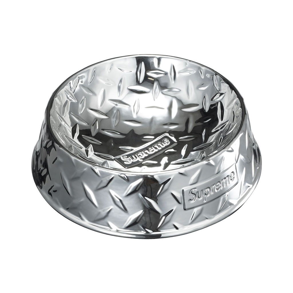 Supreme Diamond Plate Dog Bowl - Chrome Silver | Australia New Zealand