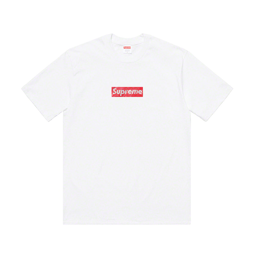 Supreme x Swarovski Box Logo Tee - White | Australia New Zealand 