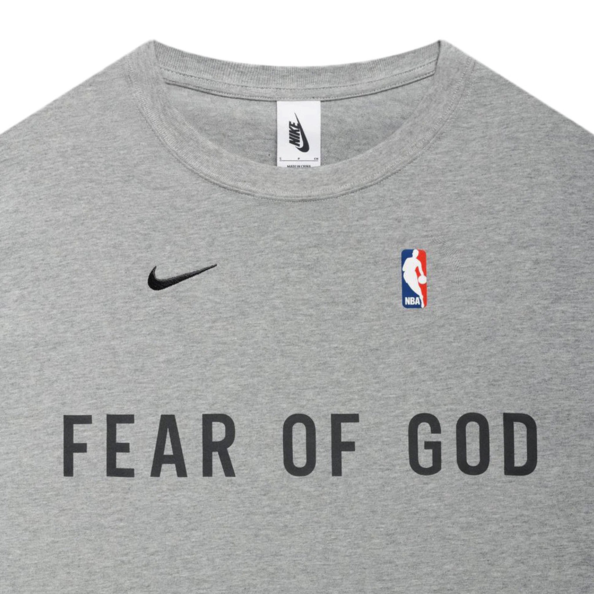 Fear Of God x Nike NBA Warm Up Tee T-Shirt - Dark Heather Grey Close Up Zoom | Australia New Zealand