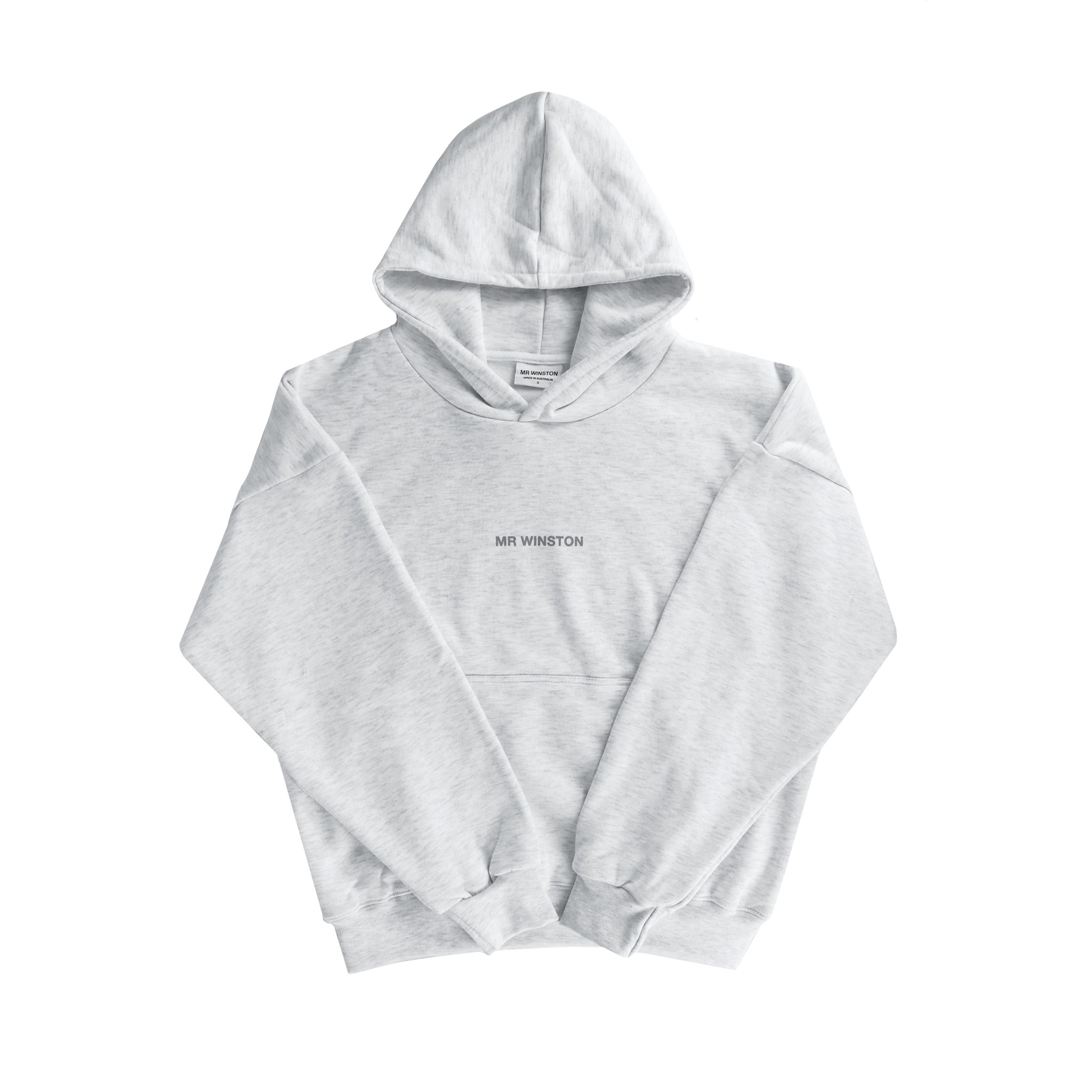 Mr Winston Co. Vintage Puff Hooded Sweat - Heather Grey/ Charcoal FRONT | Australia New Zealand 