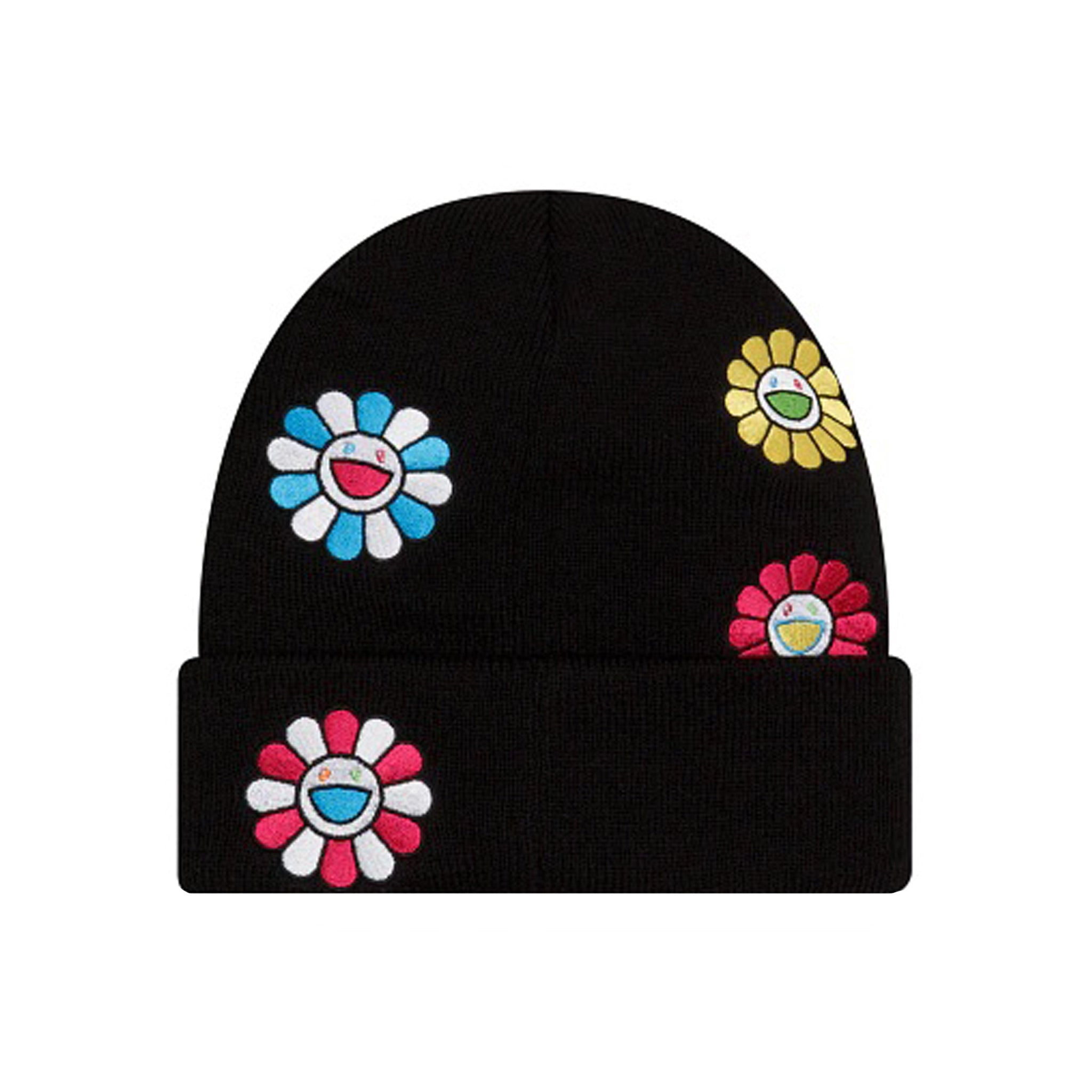 Takashi Murakami x New Era Flower All Over Cuff Knit Beanie – Black | Australia New Zealand | Back